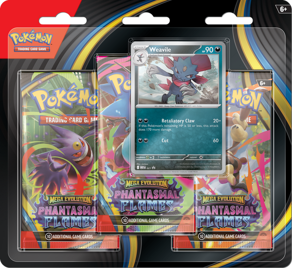 POKEMON ME02 PHANTASMAL FLAMES 3PK BLISTER (1) }2025-11-14