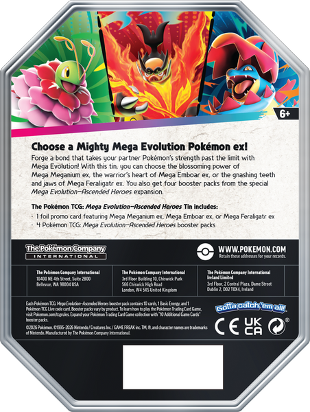 POKEMON ME2.5 ASCENDED HEROES TIN (2026-08-28) --1 at random