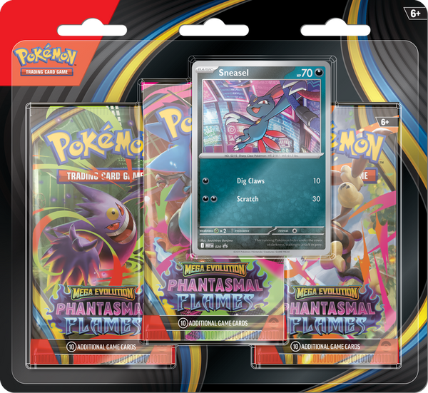 POKEMON ME02 PHANTASMAL FLAMES 3PK BLISTER (1) }2025-11-14