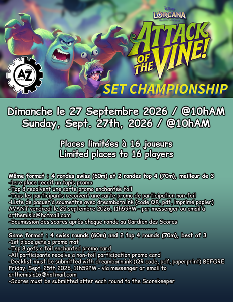 Inscription SET CHAMPIONSHIP lorcana ATTACK OF THE VINE