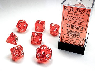 CHESSEX; 7 dés polyédriques TRANSPARENT / TRANSLUCENT