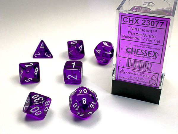 CHESSEX; 7 dés polyédriques TRANSPARENT / TRANSLUCENT