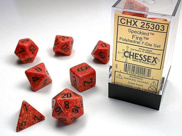 CHESSEX; 7 dés polyédriques PICOTÉ / SPECKLED