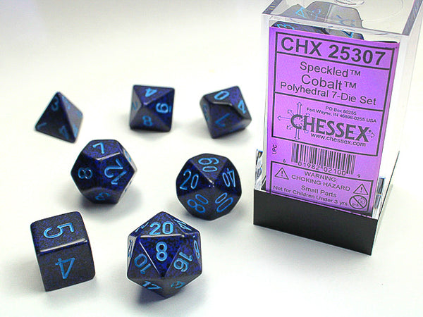 CHESSEX; 7 dés polyédriques PICOTÉ / SPECKLED