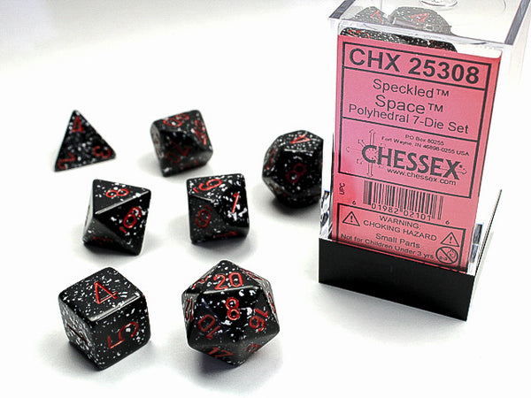 CHESSEX; 7 dés polyédriques PICOTÉ / SPECKLED