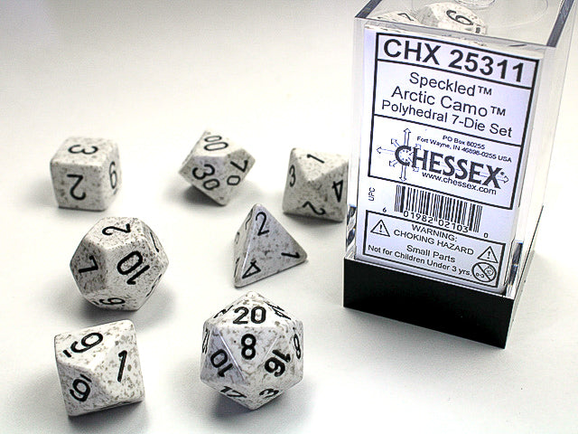 CHESSEX; 7 dés polyédriques PICOTÉ / SPECKLED