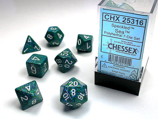 CHESSEX; 7 dés polyédriques PICOTÉ / SPECKLED