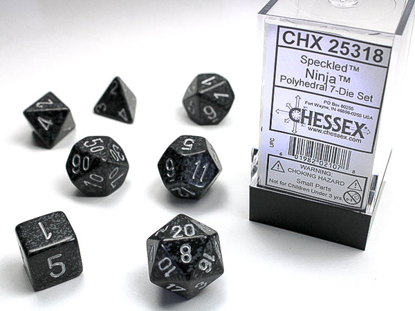 CHESSEX; 7 dés polyédriques PICOTÉ / SPECKLED