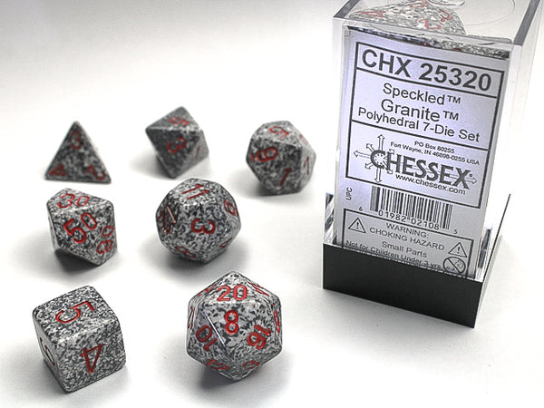 CHESSEX; 7 dés polyédriques PICOTÉ / SPECKLED