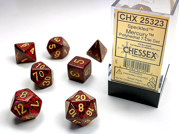 CHESSEX; 7 dés polyédriques PICOTÉ / SPECKLED