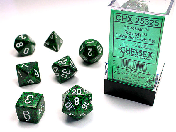 CHESSEX; 7 dés polyédriques PICOTÉ / SPECKLED