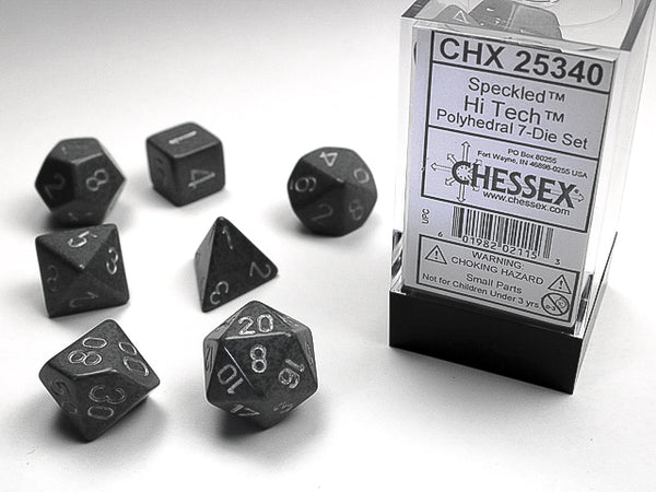 CHESSEX; 7 dés polyédriques PICOTÉ / SPECKLED