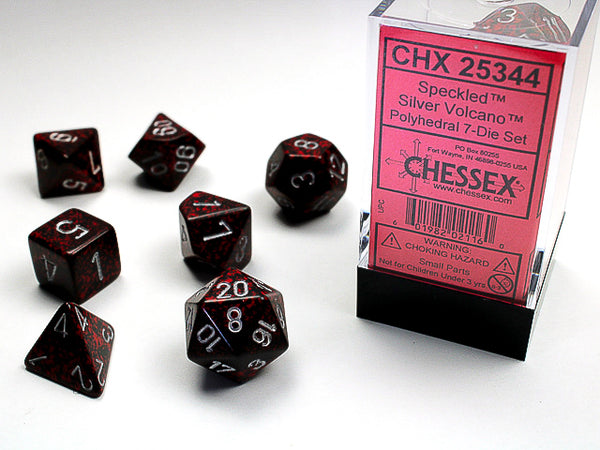 CHESSEX; 7 dés polyédriques PICOTÉ / SPECKLED
