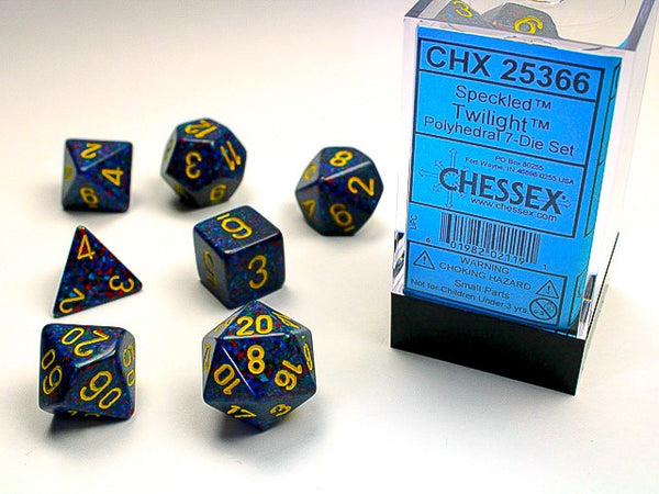 CHESSEX; 7 dés polyédriques PICOTÉ / SPECKLED