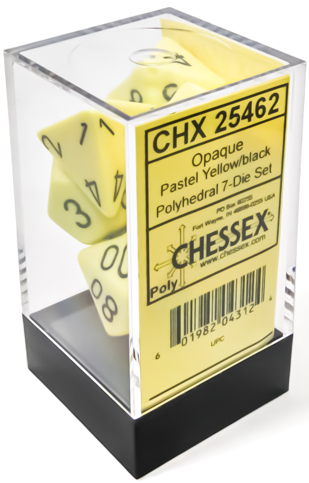 CHESSEX; 7 dés polyédriques OPAQUES