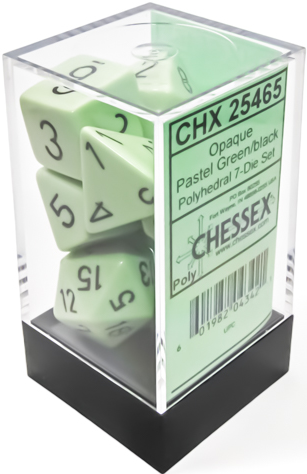 CHESSEX; 7 dés polyédriques OPAQUES