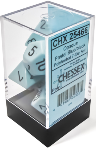 CHESSEX; 7 dés polyédriques OPAQUES