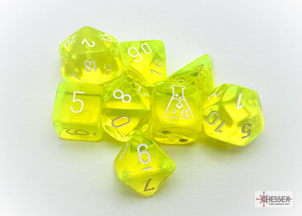 CHESSEX; 7 dés polyédriques TRANSPARENT / TRANSLUCENT
