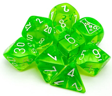 CHESSEX; 7 dés polyédriques TRANSPARENT / TRANSLUCENT