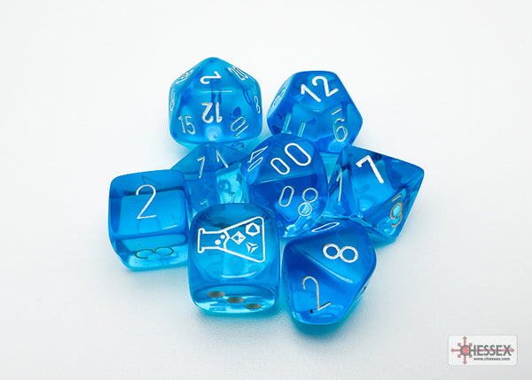 CHESSEX; 7 dés polyédriques TRANSPARENT / TRANSLUCENT