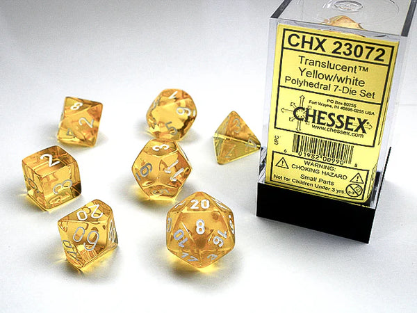 CHESSEX; 7 dés polyédriques TRANSPARENT / TRANSLUCENT