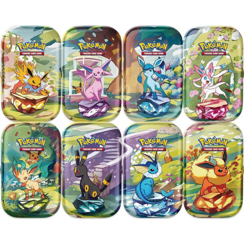 Pokemon SV8.5 PRISMATIC EVOLUTIONS all 8 Mini Tins (2025-02-07) - in store!