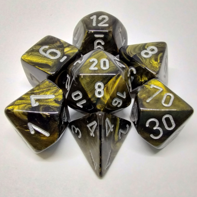 CHESSEX; 7 dés polyédriques LEAF