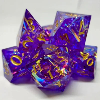 Kits de 7 dés polyédriques en résine - Dés acérés