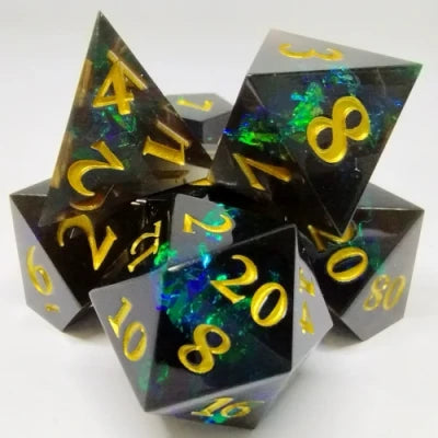 Kits de 7 dés polyédriques en résine - Dés acérés