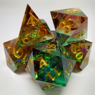Kits de 7 dés polyédriques en résine - Dés acérés