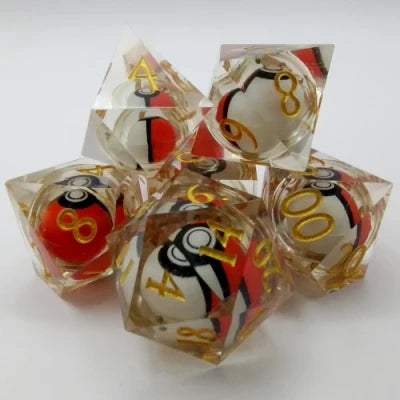 Kits de 7 dés polyédriques en résine - Kit de dés Poké-ball