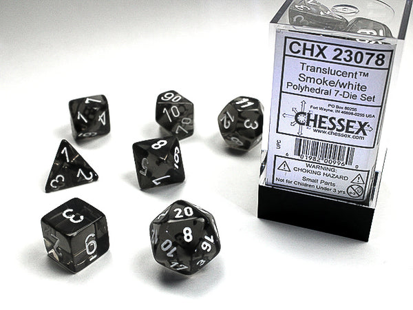 CHESSEX; 7 dés polyédriques TRANSPARENT / TRANSLUCENT