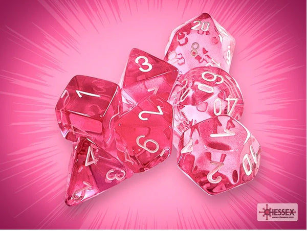 CHESSEX; 7 dés polyédriques TRANSPARENT / TRANSLUCENT