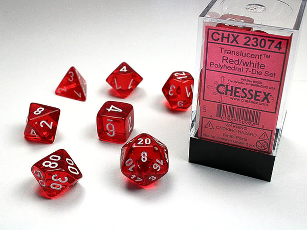 CHESSEX; 7 dés polyédriques TRANSPARENT / TRANSLUCENT