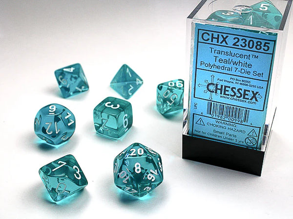 CHESSEX; 7 dés polyédriques TRANSPARENT / TRANSLUCENT