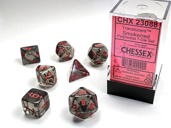 CHESSEX; 7 dés polyédriques TRANSPARENT / TRANSLUCENT