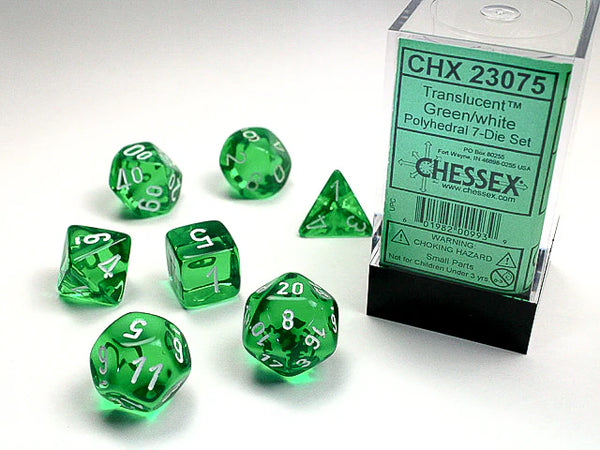 CHESSEX; 7 dés polyédriques TRANSPARENT / TRANSLUCENT