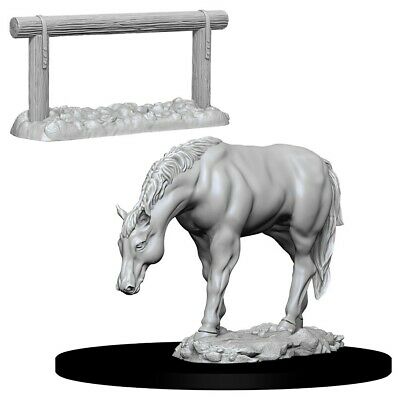 WIZKIDS UNPAINTED MINIS WV10 HORSE AND HITCH